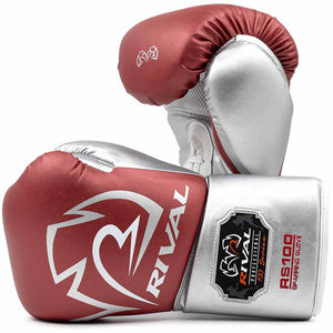 Nyrkkeilyhanskat Rival Pro Sparring RS100 Punainen-Hopea (nauhat)