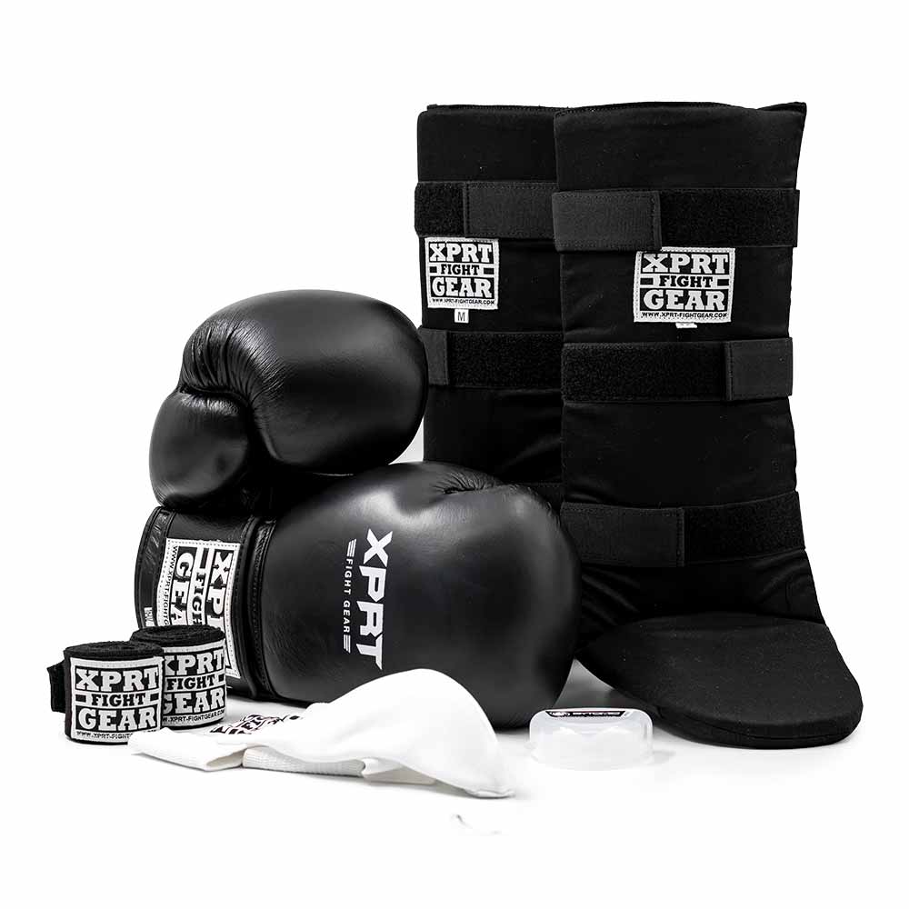 Kids Kickboxing Set XPRT Black Leather - Fight2Win.nl