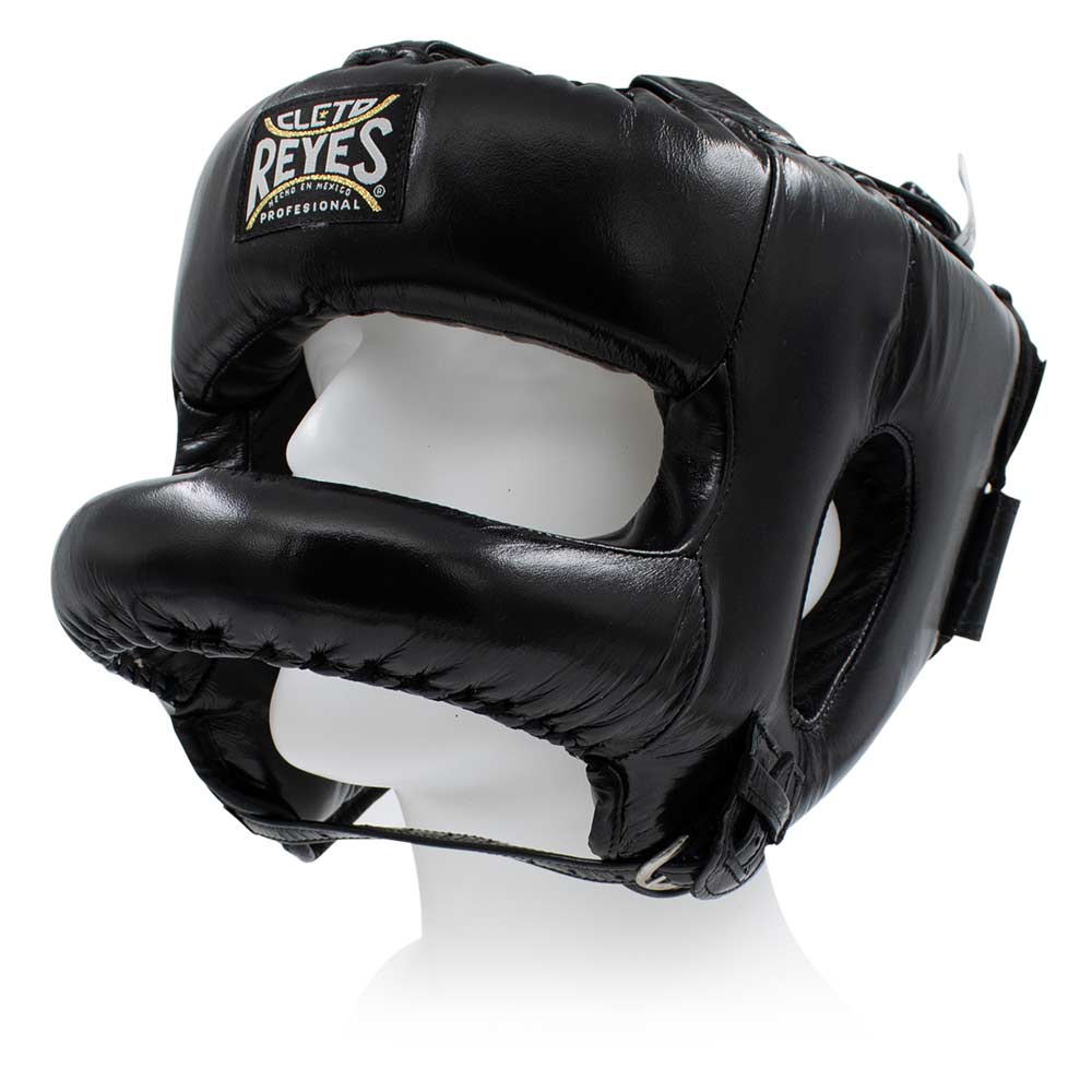 Cleto Reyes Round Face-Bar Zwart - handgemaakte leren hoofdbeschermer