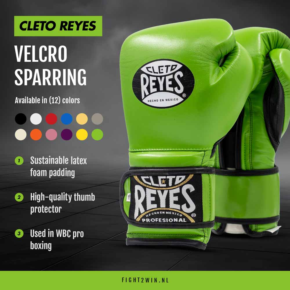 Bokshandschoenen Cleto Reyes Velcro Sparring Twisted Lime infographic 1