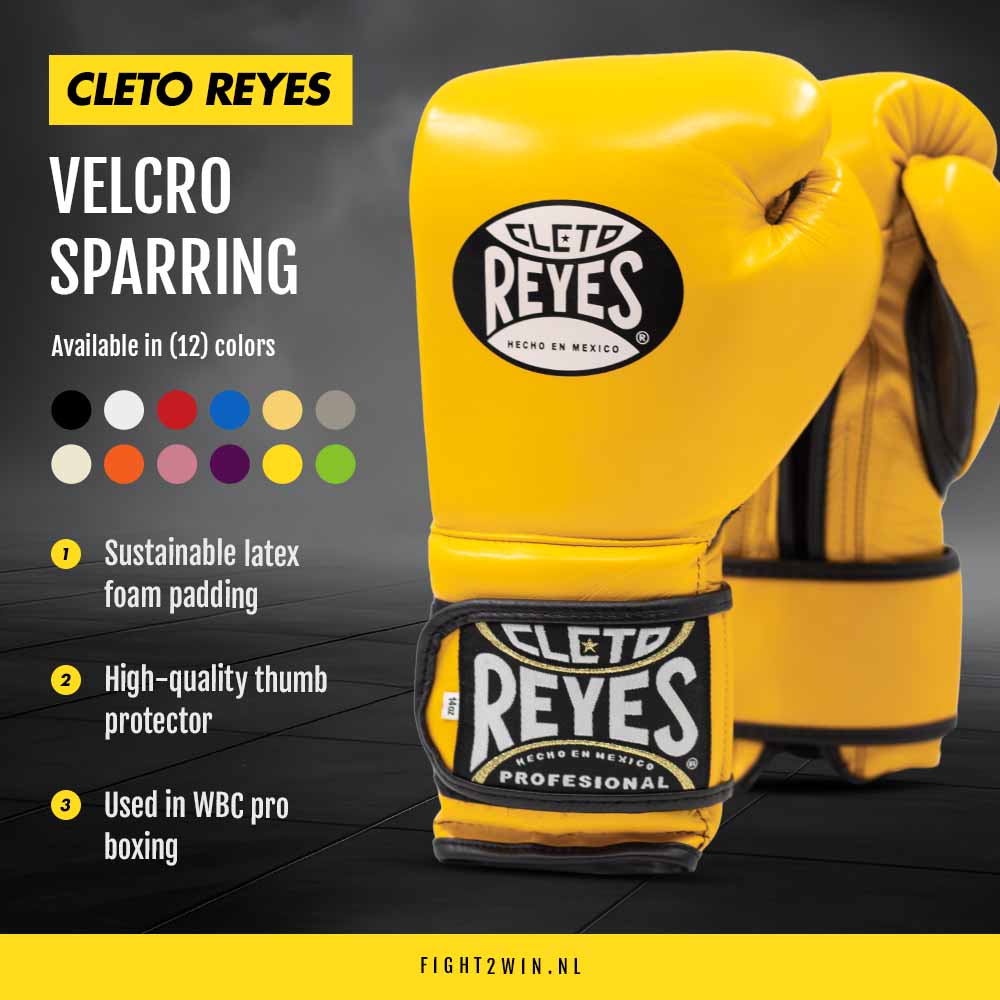 Bokshandschoenen Cleto Reyes Velcro Sparring Twisted Lime infographic 5