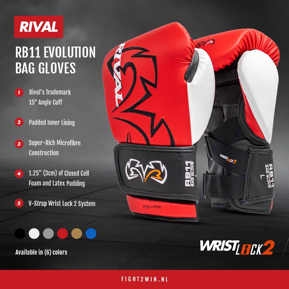 Sandsækshandsker Rival RB11 Evolution Rød infographic 1