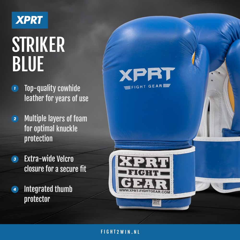 Nyrkkeilyhanskat XPRT Striker sininen infographic 1