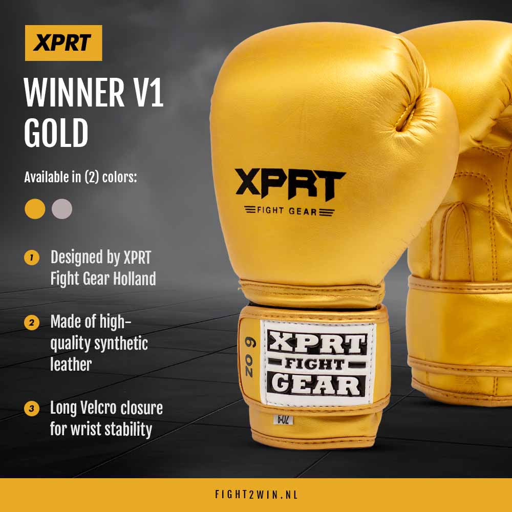 Boxningshandskar för barn XPRT Winner V1 guld infographic 1