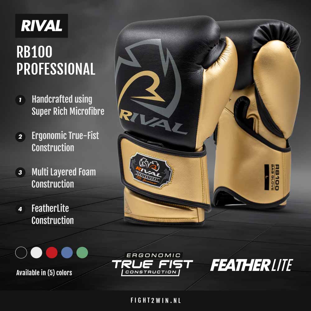 Sandsækshandsker Rival RB100 Professional Sort-Guld infographic 1