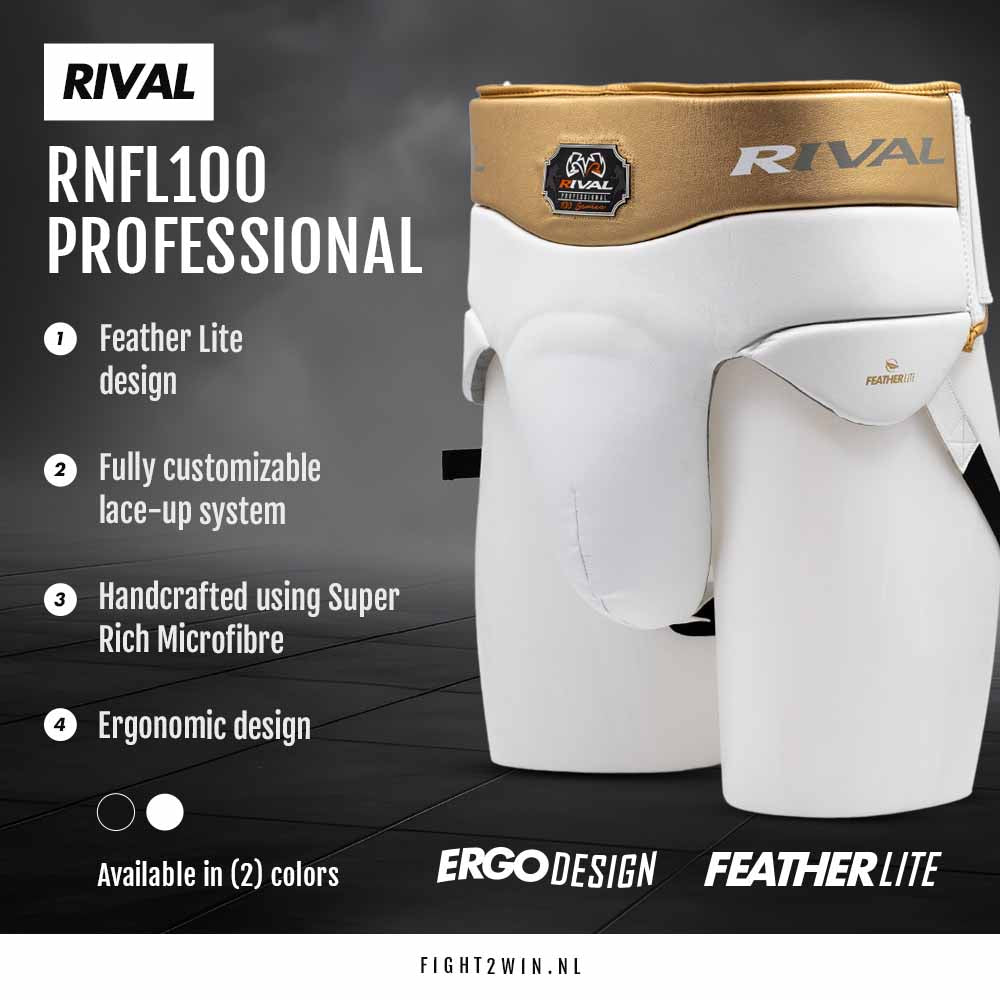 Skridtbeskytter Boksning Rival RNFL100 Professional Sort-Guld infographic 2