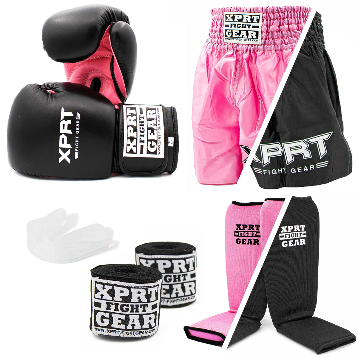 Meisjes kickboks set XPRT Leather Line Black Pink